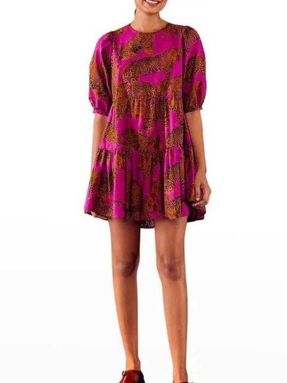 Farm Rio Magenta Leopard Dress